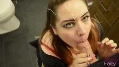 Play Come from the party and give your horny husband a blowjob in the bathroom